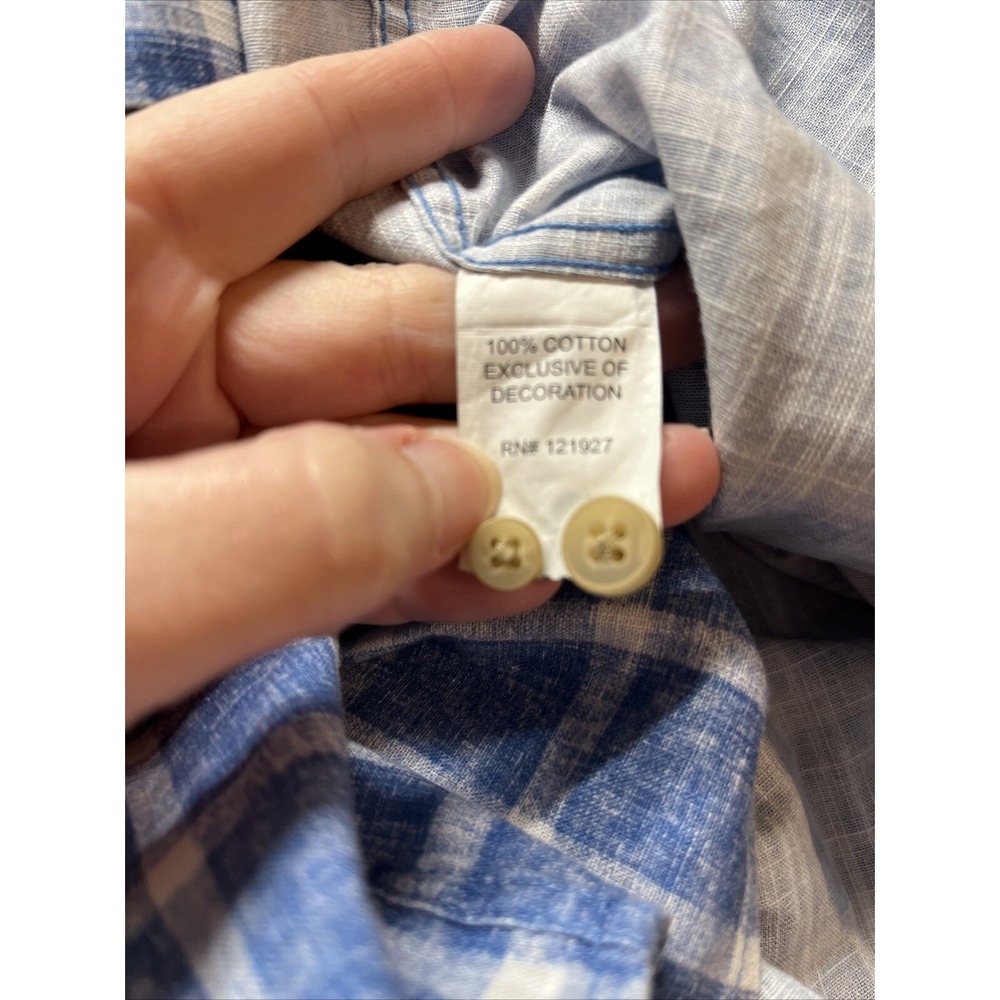 Johnnie-O Hangin Out Blue 100% Cotton Button Up Summer‎ Shirt Men's Size 2XL - Picture 10 of 11